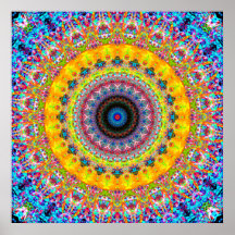 Azul Brilhante e Amarelo Mandala