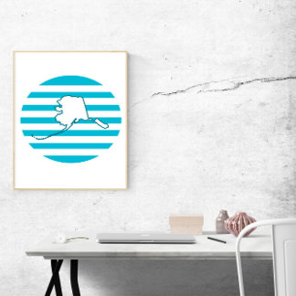 Poster Azul Circular Retroativo do Alasca