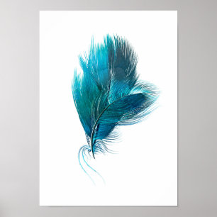 Poster azul da aguarela da pena