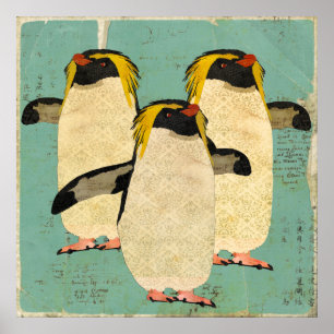 Poster azul da arte da lagoa dos pinguins