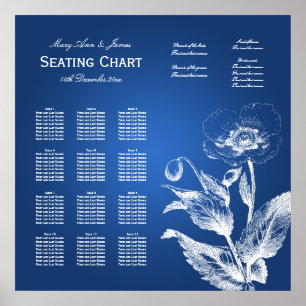 Póster Azul da papoila da carta do assento do casamento
