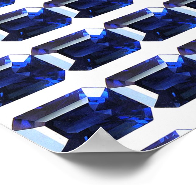 Poster Azul de apphire retangular (Borda)