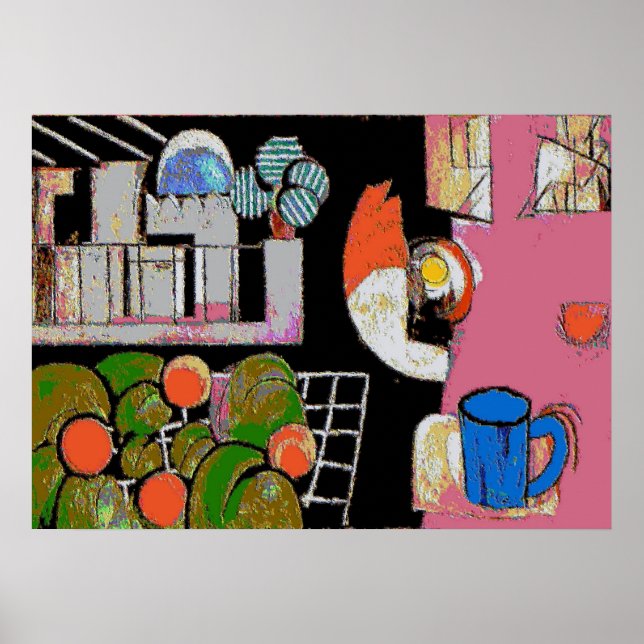 Póster Azul De Café, Estilo Matisso (Frente)