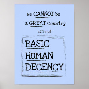 Poster Azul de Decência Humana Básica do País Excelent