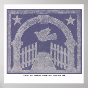 Poster Azul de fricção da lápide da porta do céu