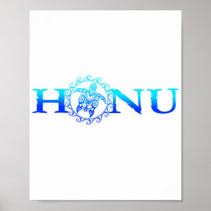 Poster Azul de Tartaruga Marinha do Havaí
