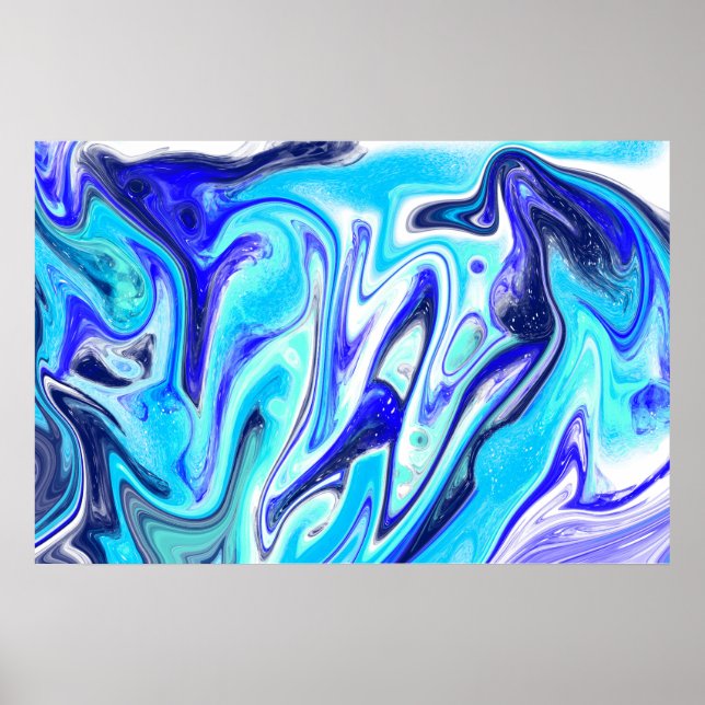 Poster Azul derretido | Marble Fluid Art (Frente)