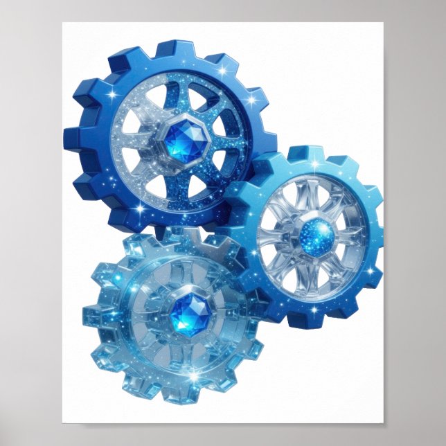 Poster Azul Dinâmico BLUE GEAR v2 (Frente)