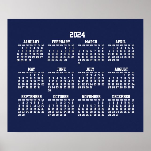 Poster Azul do Calendário Anual 2024 (Frente)