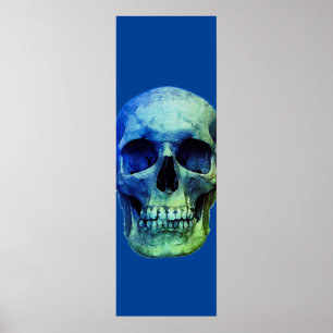 Poster Azul do pop art do crânio