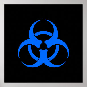 Poster azul do símbolo do Biohazard