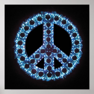 poster azul do sinal de paz