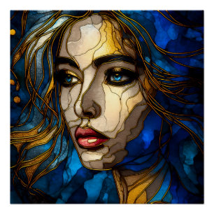 Póster Azul e a legância do Ouro - IA na ascensão