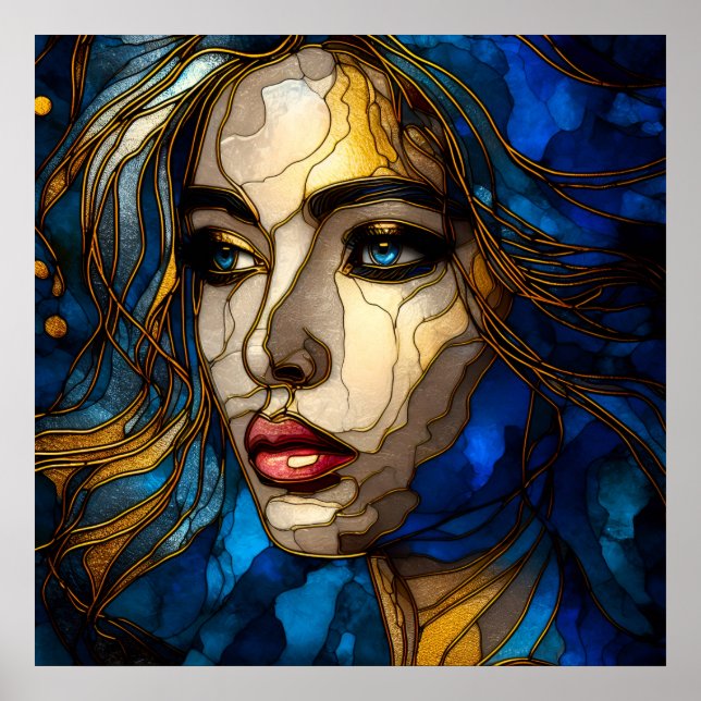 Poster Azul e a legância do Ouro - IA na ascensão (Frente)