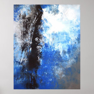 Poster azul e cinzento "juvenil" da arte abstracta