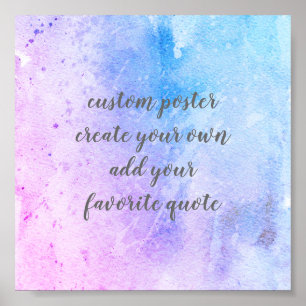 Poster azul e roxo adicione a cor d'água da cotação