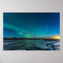 Azul E Verde Aurora Borealis, Islândia