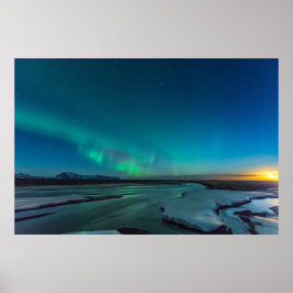Poster Azul E Verde Aurora Borealis, Islândia