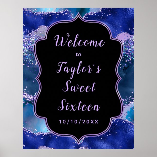 Poster Azul Escuro Agate do Oceano Roxo Doce Dezesseis Bo (Frente)