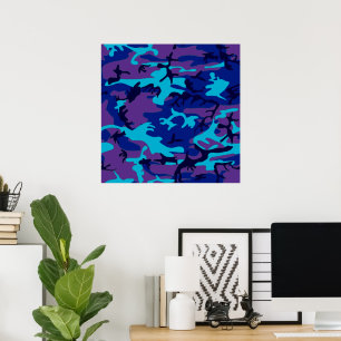 Poster azul escuro e roxo do valor da camuflagem