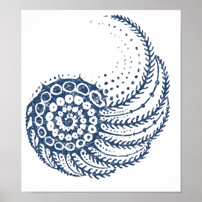 Póster Azul espiral orgânico (Frente)