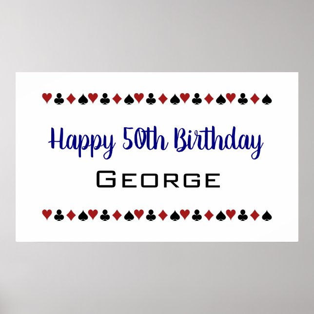 Poster Azul, Estilo Las Vegas Cartão Casino Acessível ao  (Frente)