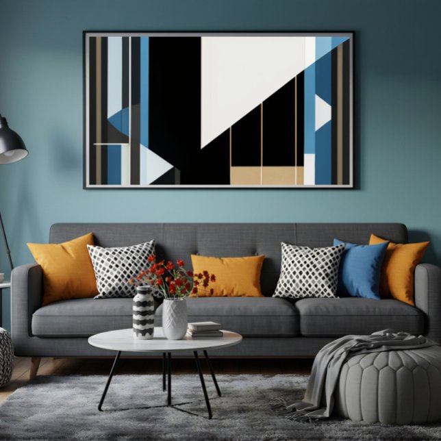 Poster Azul Geométrico e Dourado (Criador carregado)