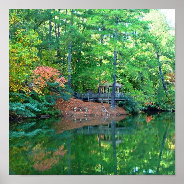 Póster Azul Lago no Início do outono (Frente)