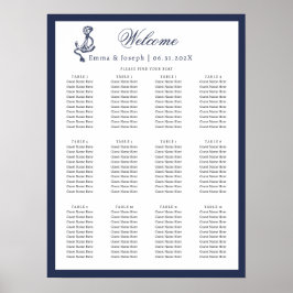 Poster Azul-marinho clássico oceânico náutico