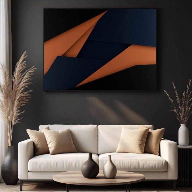 Poster Azul Marinho Moderno e Geométrico de Cobre (Criador carregado)