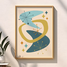 Poster Azul meio século de idade atômica 7, mostarda