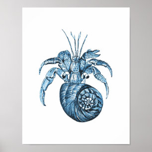 Poster Azul oceânico litoral náutico praia marítima