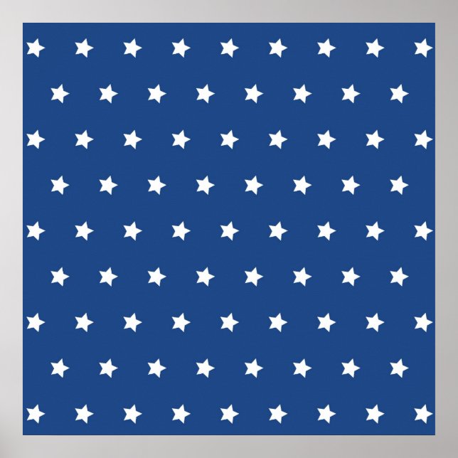 Póster Azul Patriótico e Estrelas Brancas Liberdade (Frente)