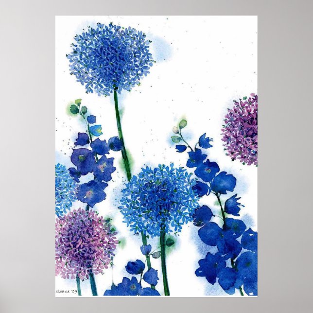 Poster azul por u Watercolor (Frente)