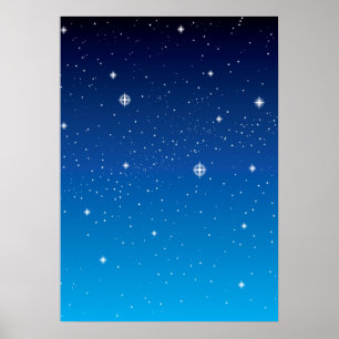 Poster Azul profundo céu noturno estrelado