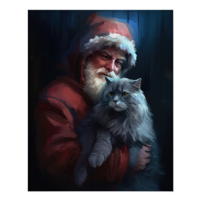 Póster Azul Russo Papai Noel Natal Festivo (Frente)