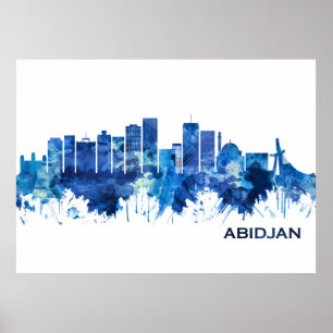 Poster Azul Skyline, Costa do Marfim, Abidjan