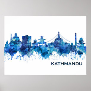 Poster Azul Skyline Kathmandu Nepal