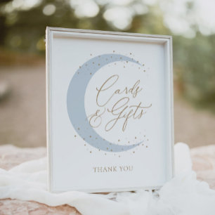 Poster Azul sobre as placas e presentes do Chá de fraldas