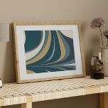 Póster Azul Teal e Arte Moderna Elegante Dourada<br><div class="desc">Teal Blue e Dourado Elegante,  Poster de Abstrato de Arte Moderna</div>