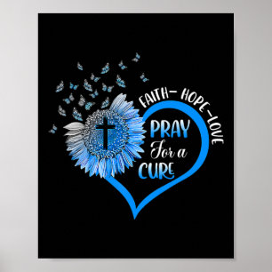 Poster Azul Tipo 1 Diabetes Borboleta Cardíaca Religiosa
