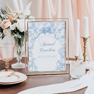 Poster Azul Toile Safari - Jogo de Chá de fraldas Animal