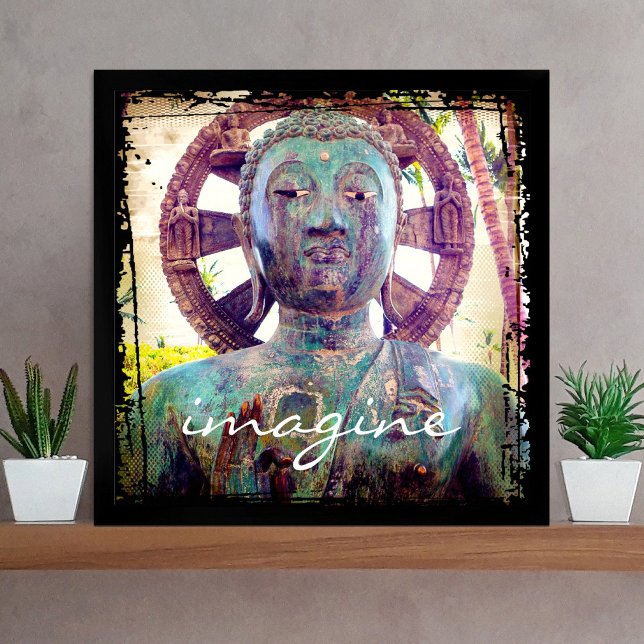 Póster Azul Turquesa Antigo Buda Foto Imagine Roteiro (Criador carregado)