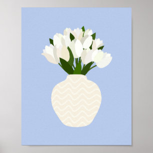 Poster Azul Vase Floral de Disjunção Tulip