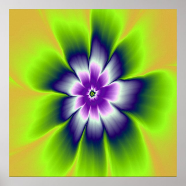Poster azul verde e margarida violeta (Frente)
