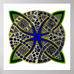 Póster Azul verde-rosca-nu-celta