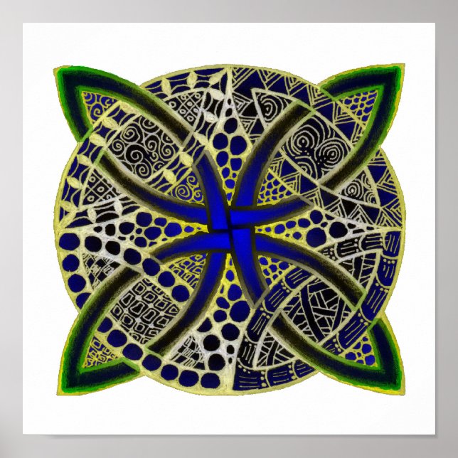 Póster Azul verde-rosca-nu-celta (Frente)