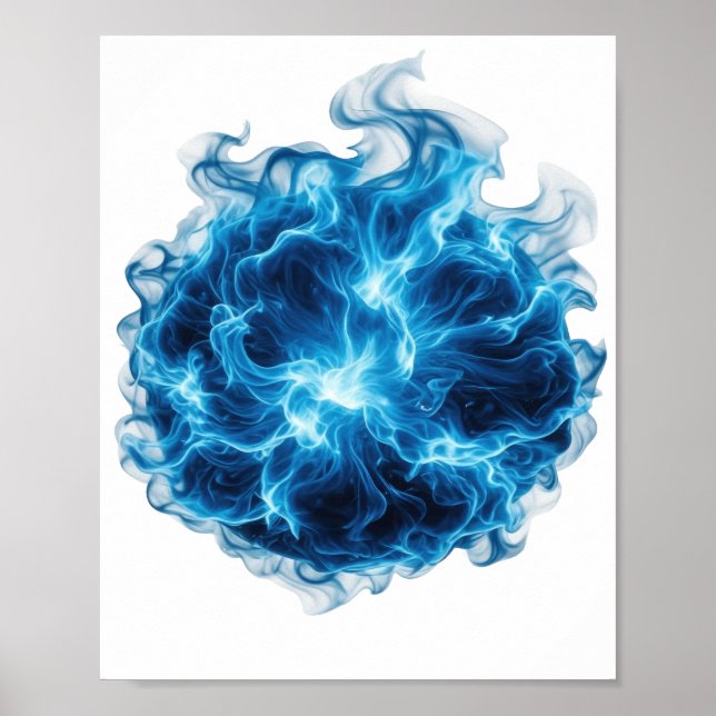 Poster Azul Vibrante BLUE FIRE BALL Citação Design (Frente)