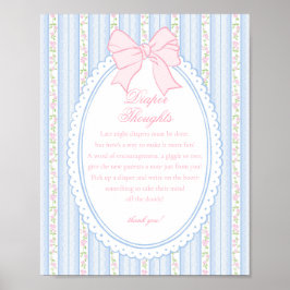 Poster Azul Vintage Chique Pensamentos de Floral de Frald