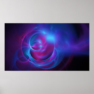 Poster Azul, violeta e cósmico rosa, fractal suave